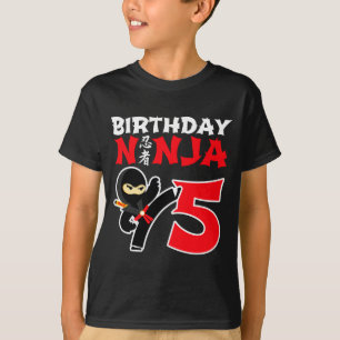 Camiseta Festa de Ninja de Karatê de 5 Anos de Idade Camise