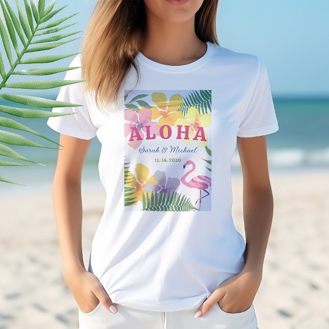 Camiseta Festa de Noivado Luau (Criador carregado)
