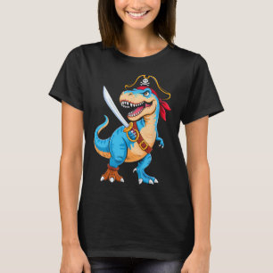 Camiseta Festa de Pirata Dinossauro T Rex Meninos Funny Hal