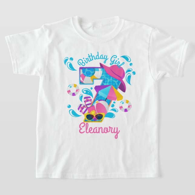 Camiseta Festa de piscina Aniversário no Sétimo Verão (Postura )