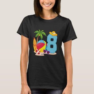 Camiseta Festa de Piscina de Bola de Praia de 8 anos Aniver