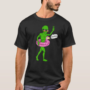 Camiseta Festa de Piscina Flamingo Float Ufo Extraterrestr