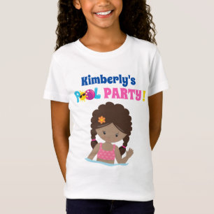 Camiseta Festa de Piscina, garota africana de aniversário