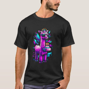Camiseta Festa de Pixel Llama Aniversário Humor Animal