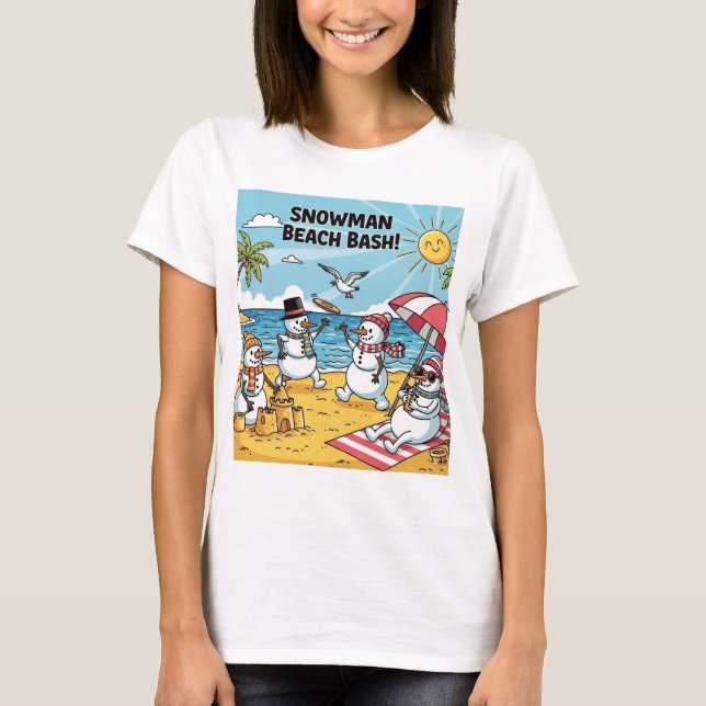 Camiseta Festa de Praia dos Bonecos de Neve (Frente)