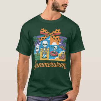 Camiseta Festa de Praia Fantasma do Esqueleto do Summerween