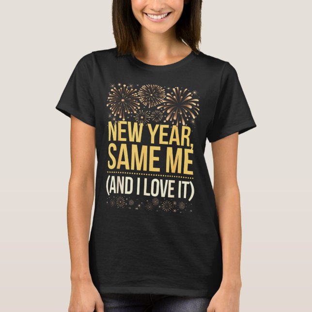Camiseta Festa de Réveillon Mesmo Eu Divertida (Frente)