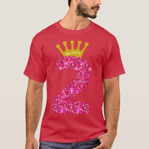 Camiseta Festa de segundo Engraçada Número 2 Anos Meninas s