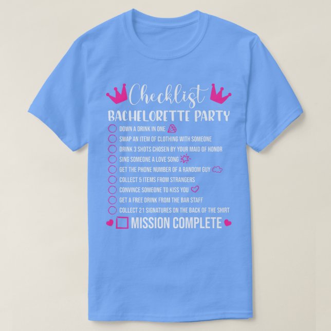 Camiseta Festa de solteira Checklist Games Bride Premium (Frente do Design)