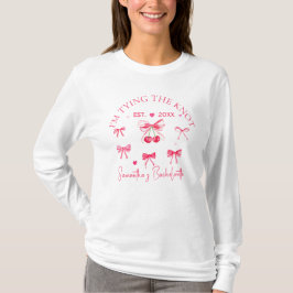 Camiseta Festa de Solteira Coquette Laço Rosa Cereja
