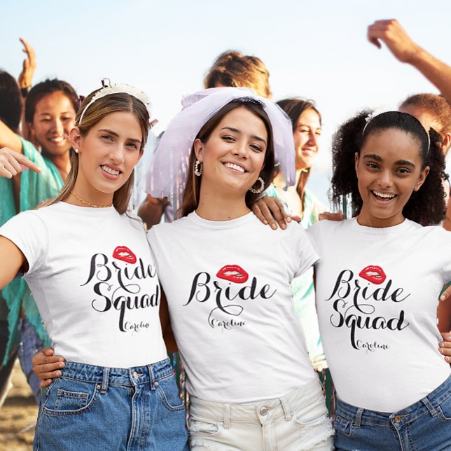 Camiseta Festa de solteira de Lábios mordejantes personaliz (Criador carregado)