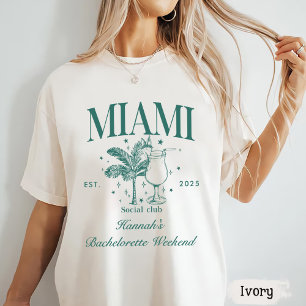 Camiseta Festa de solteira de Miami Verde e Rosa Moderno
