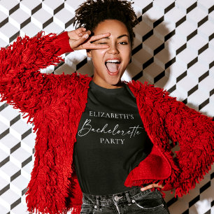 Camiseta Festa de solteira de Script de Tinta Moderna de Ca
