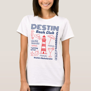 Camiseta Festa de Solteira Desenho da Praia do Destin Bach