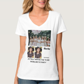 Camiseta Festa de solteira personalizada 3 Fotocolagem T-Sh