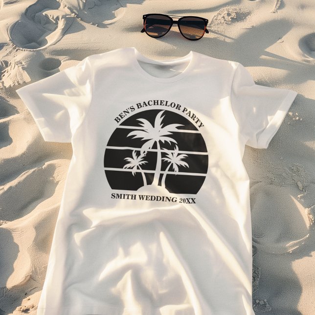 Camiseta Festa de Solteiro na Praia Casamento de Ilha Acomp (Criador carregado)