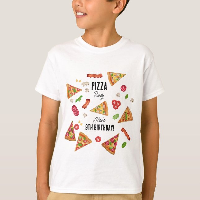 Camiseta Festa de Tema da Pizza Party - Aniversário de cria (Frente)