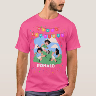 Camiseta Festa de Tema de Futebol do Birthday Boy Ronald T