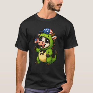 Camiseta Festa de Vaca Dinossauro Fantasia Trex Amante de A
