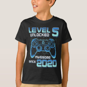 Camiseta Festa de Video Game Nível 5 Desbloqueado Aniversár