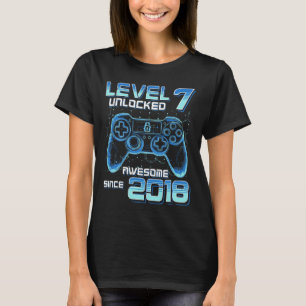 Camiseta Festa de Video Game Nível 7 Desbloqueado Aniversár