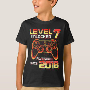 Camiseta Festa de Video Game Nível 7 Desbloqueado Aniversár