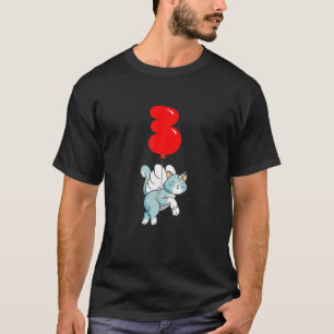 Camiseta Festa do Balão de aniversário de 3 anos de Gato de