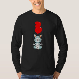 Camiseta Festa do Balão de aniversário de 3 anos de Gato de