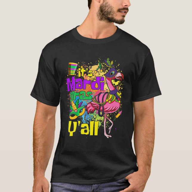 Camiseta Festa do Carnaval Encantada Idea Flamingo Mardi Gr (Frente)