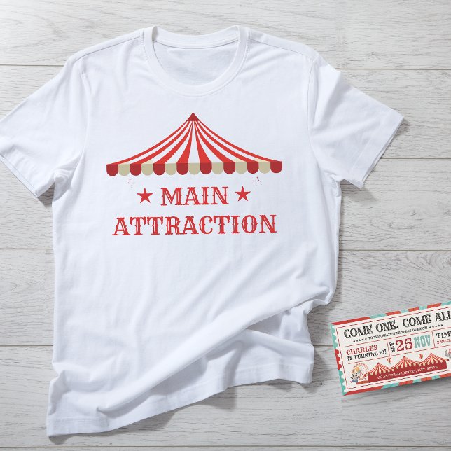 Camiseta Festa do Tema de Aniversário do Circo de Atração P (Main Attraction - Birthday Kid T-shirt)