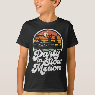 Camiseta Festa Em Câmera Lenta Retro Divertido Barco Pontoo
