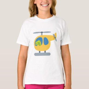 Camiseta festa engraçada de helicóptero amarelo voador de d