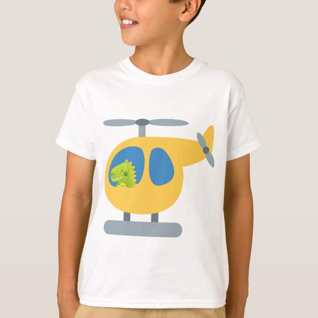 Camiseta festa engraçada de helicóptero amarelo voador de d (Frente)