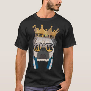 Camiseta Festa Engraçada Do Rei Pug Com O Rei Cão Gift Clas