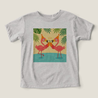 Camiseta Festa Flamingo Engraçado para Crianças