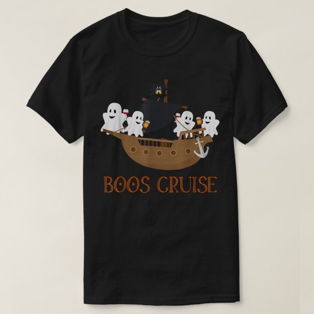 Camiseta Festa Halloween Vinho bebendo Boos Cruise (Frente do Design)