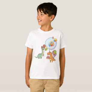 Camiseta Festa infantil dinossauro dino azul engraçado