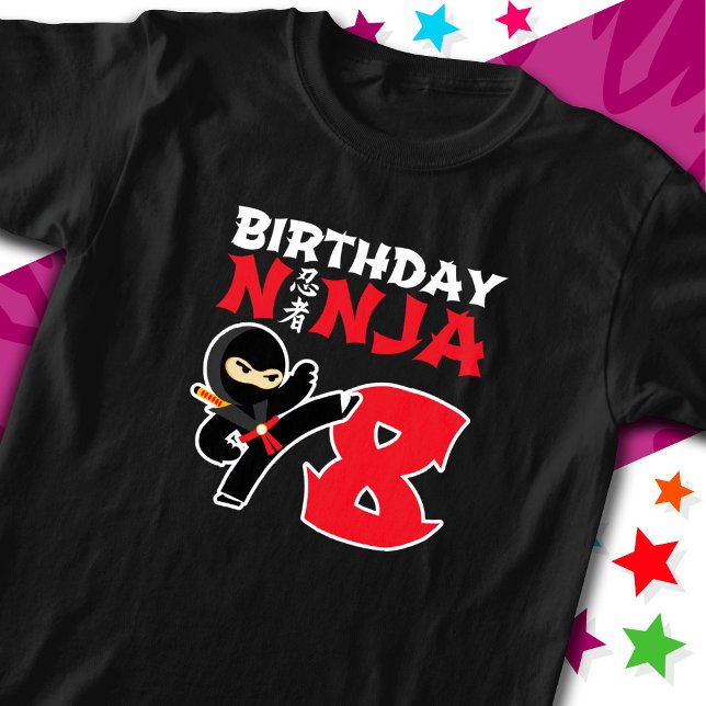 Camiseta Festa Karate Ninja, de 8 anos, oito anos, aniversá (Criador carregado)