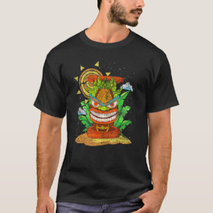 Camiseta Festa Luau Polinésia Estátua Havaiana Máscara Tiki
