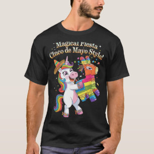 Camiseta Festa mágica de unicórnio cinco de maio estilo mex