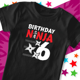Camiseta Festa Ninja, 6 anos, estende crianças 6 Aniversári