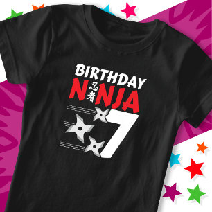 Camiseta Festa Ninja, 7 anos, estende crianças 7 Aniversári