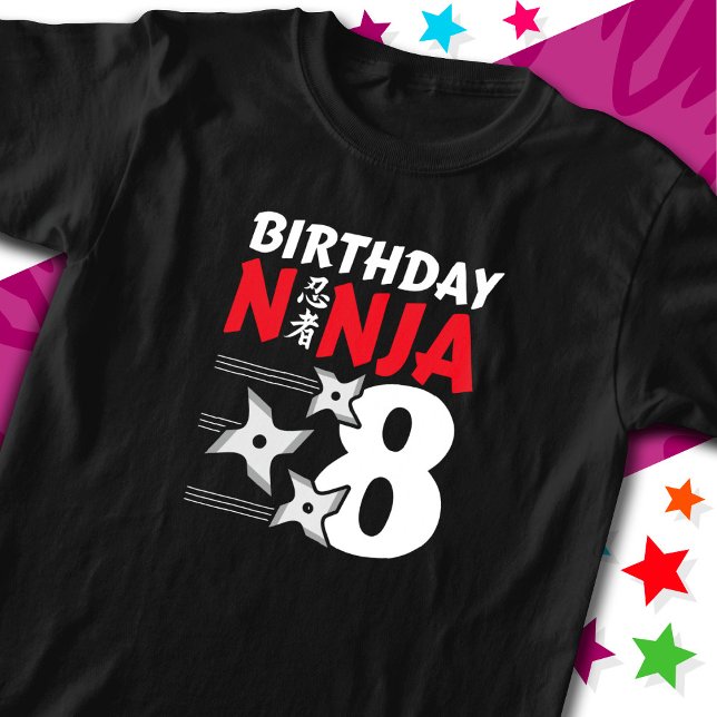 Camiseta Festa Ninja, 8 anos, estende crianças oitavo anive (Criador carregado)