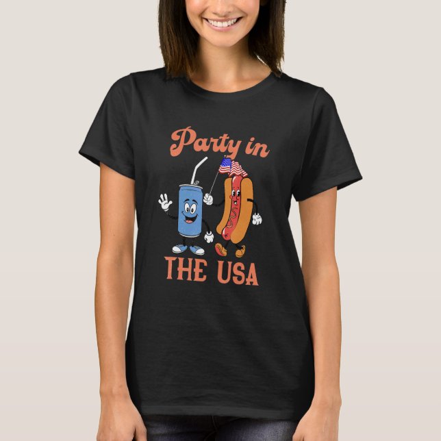 Camiseta Festa Nos Eua Beber E Hot Dog Music Song 4th (Frente)
