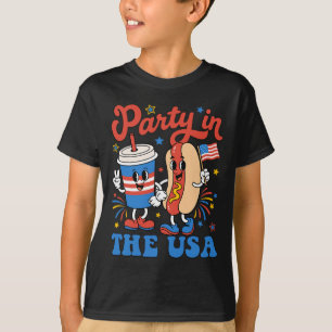 Camiseta Festa Nos EUA Refrigerante Fofo E Cachorro-Quente