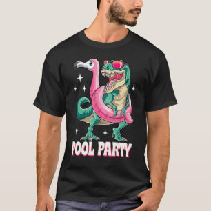 Camiseta Festa piscina Dinossauro Rosa Flamingo Flamingo En