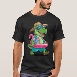 Camiseta Festa piscina Dinossauro Rosa Flamingo Flamingo En
