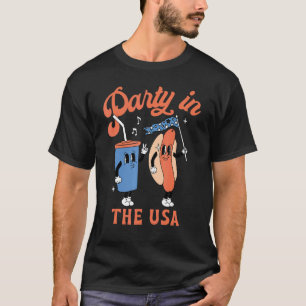 Camiseta Festa Rápida De Comidas Na Bandeira Americana 4th