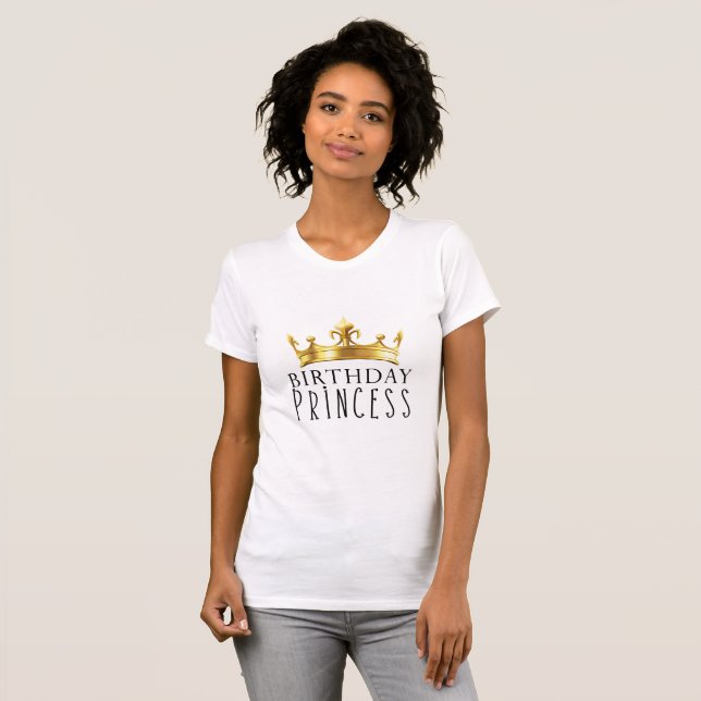 Camiseta Festa Real Dourada de Aniversário da Princesa (Frente Completa)
