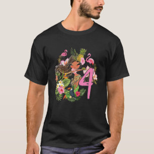 Camiseta Festa Tiki de 4º Aniversário Verão Hula Luau Havai
